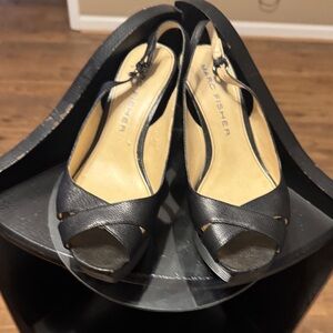 Marc Fisher Black Peep-Toe Heels